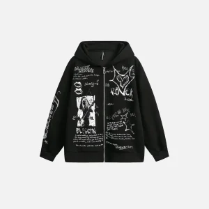 Zip Up Hoodie Bold Graffiti