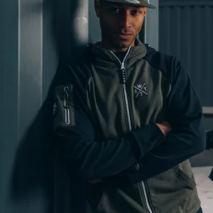 Sweat zippé Blast - Kaki et Noir