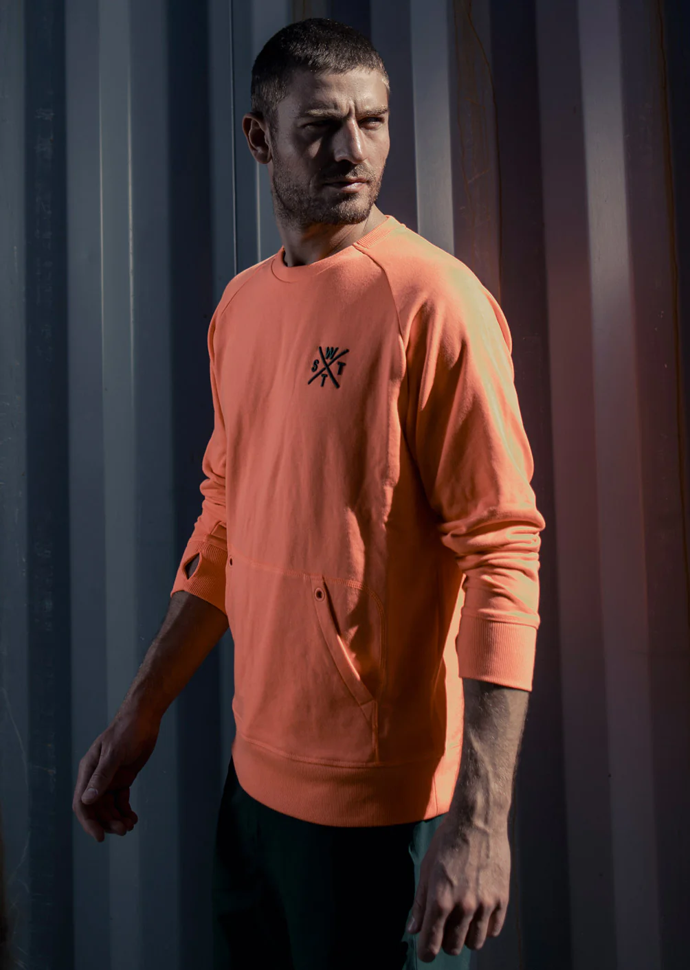 Sweat col rond Rogue - Fluo Corail