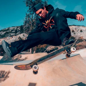 Sweat à capuche Spray - Noir et Orange Fluo