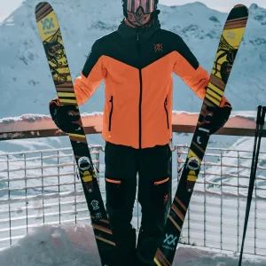 Veste de ski Storm - Orange Fluo et Vert Sapin