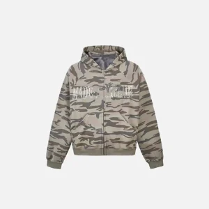 Zip Up Hoodie Print Camouflage