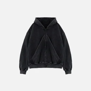 Zip Up Hoodie Black Oversized
