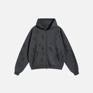 Zip Up Hoodie Torn Tracks