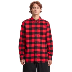 Volcom Caden Plaid LS-Lifeguard Red
