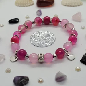 Bracelet pierre Agate rose fuchsia