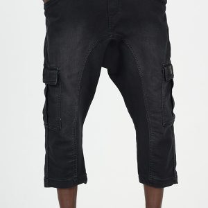 Pantacourt cargo jean qabail noir