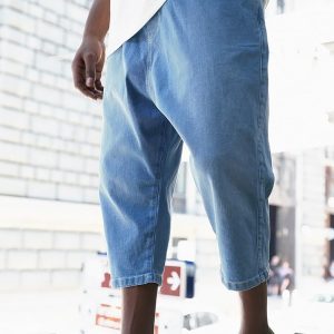 Bermuda jean qabail bleu clair