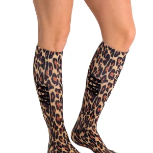 Eivy socks under knee-Leopard