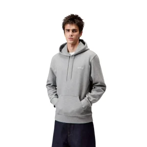 Carhartt Wip Hooded Script Embroidery Sweat - Grey Heather / White