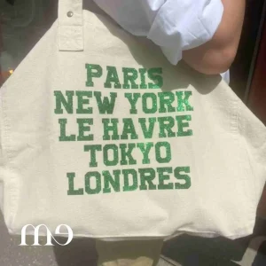 Sac cabas “PARIS NEW YORK LE HAVRE TOKYO”