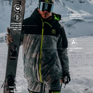 Veste de ski X-Gamma - Gris Tie and Dye et Vert Fluo