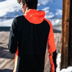 Veste sous-couche technique X-Powder Noir et Orange Fluo
