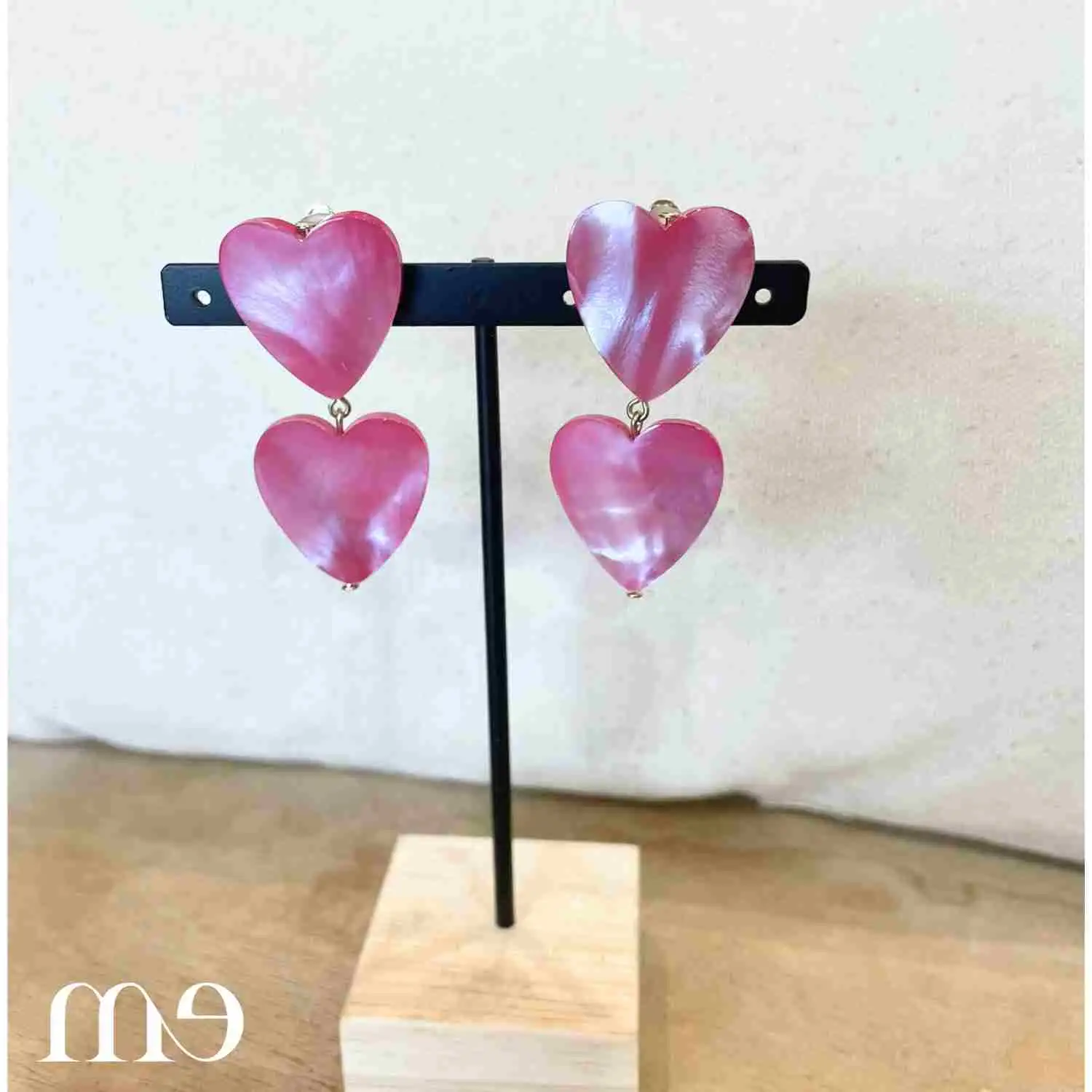 BO Clip coeur rose nacre F Bramli