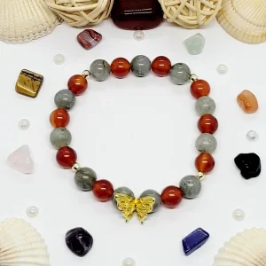 Bracelet pierre labradorite & cornaline femme