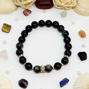 Bracelet obsidienne doré