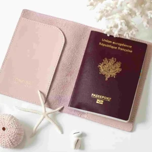 Etui passeport en cuir Barnabé aime le café