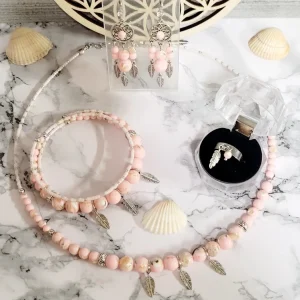 Howlite coquillage rose parure pierre